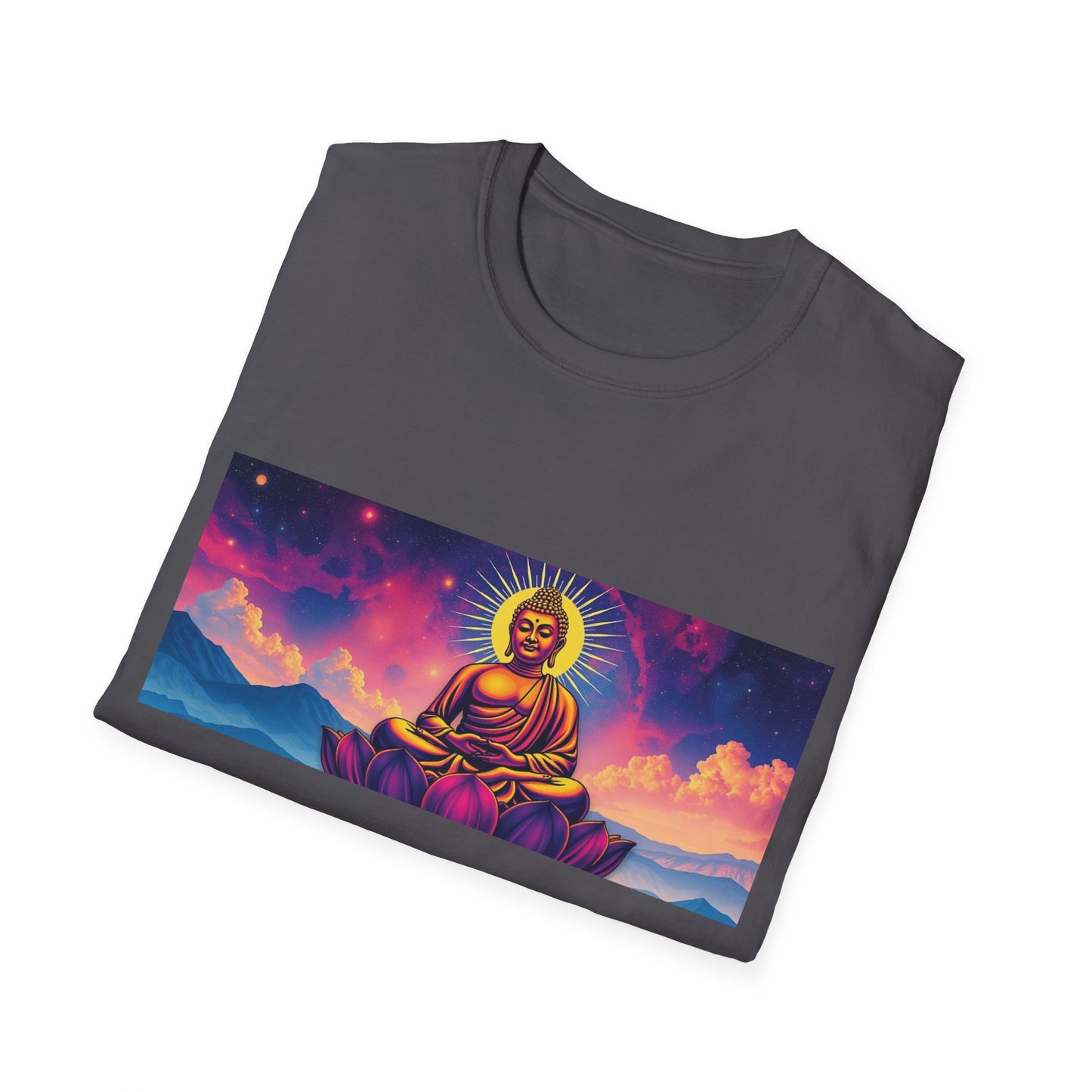 Maglietta artistica motivazionale Buddha - Design Om Mani Padme Hum