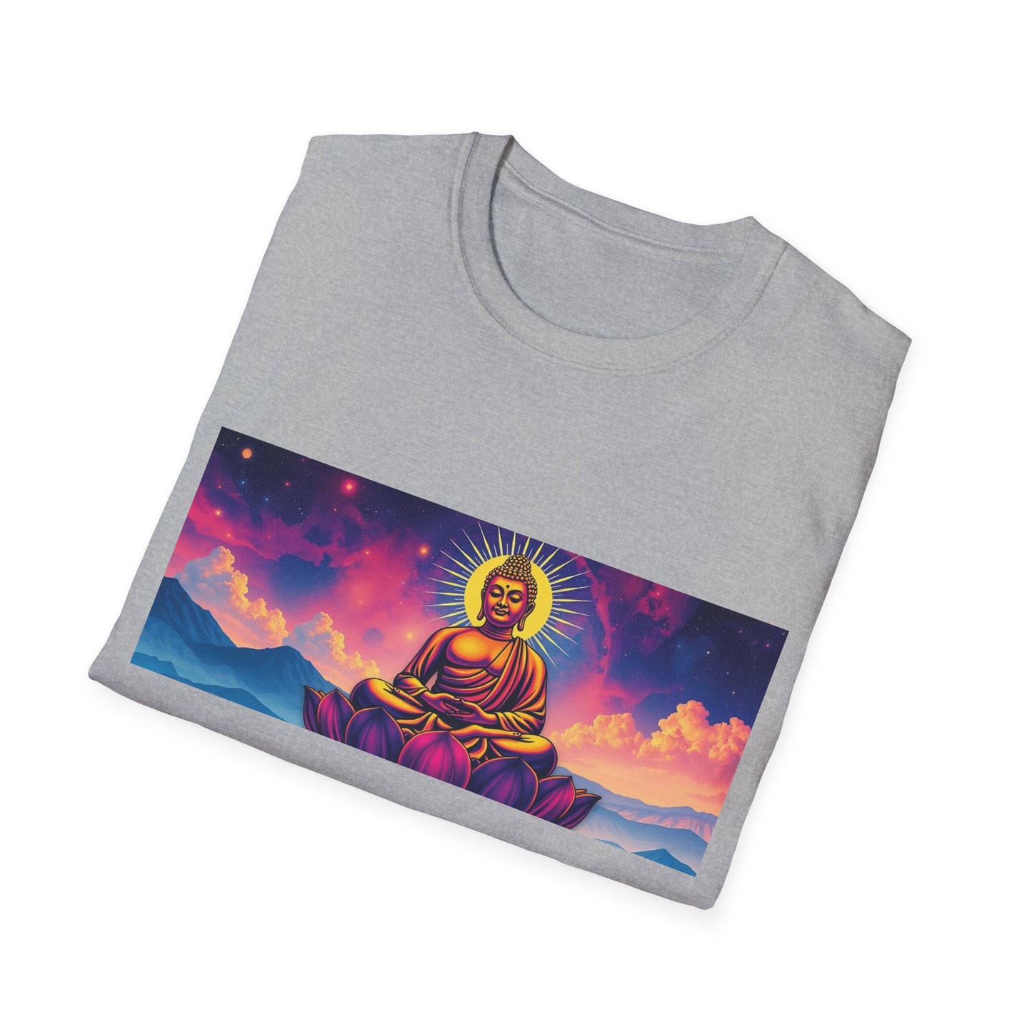 Maglietta artistica motivazionale Buddha - Design Om Mani Padme Hum