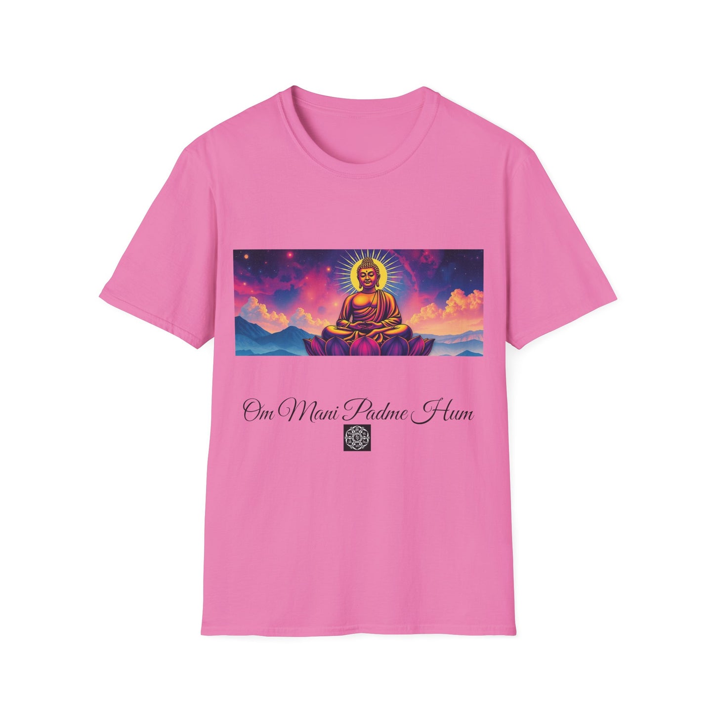 Maglietta artistica motivazionale Buddha - Design Om Mani Padme Hum