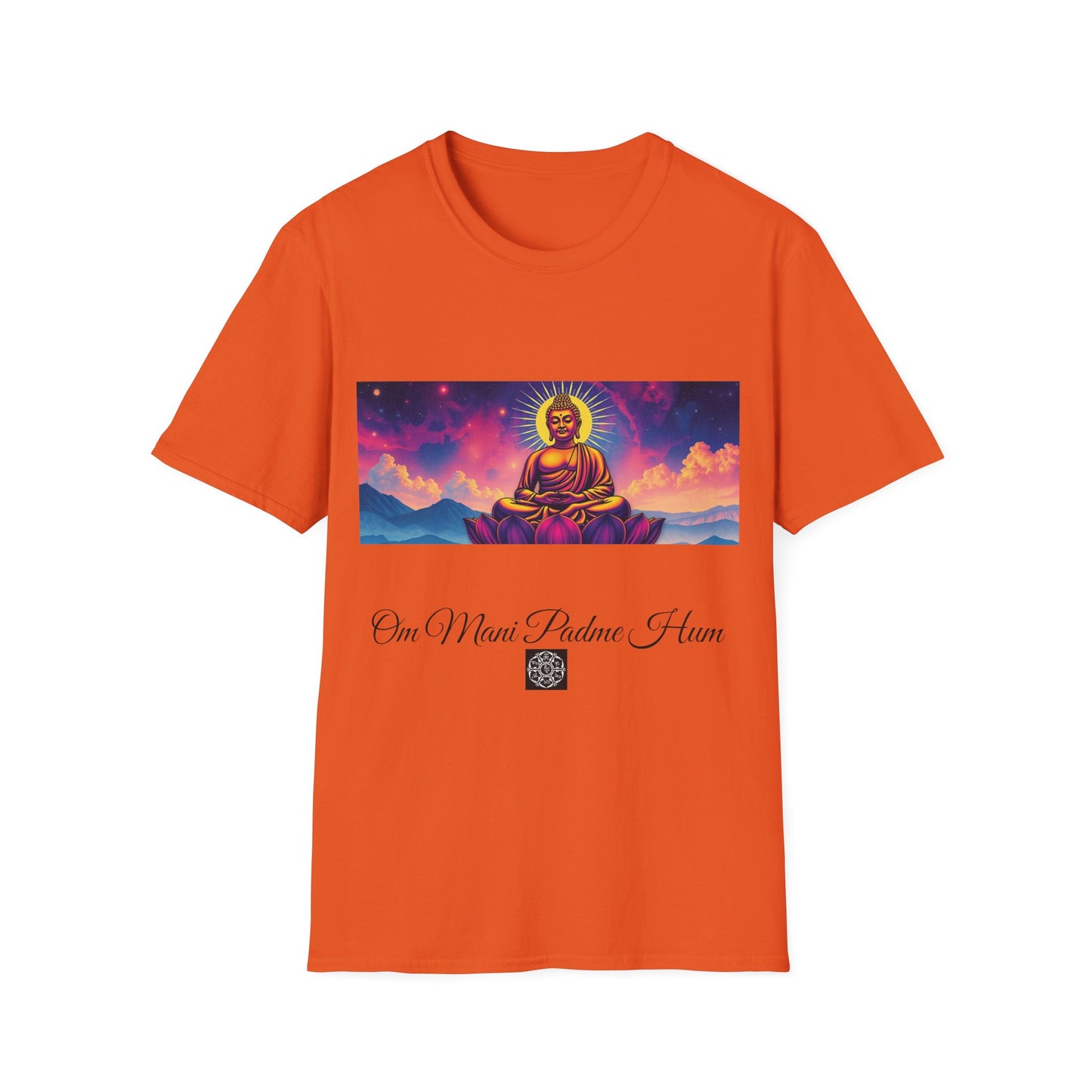 Maglietta artistica motivazionale Buddha - Design Om Mani Padme Hum
