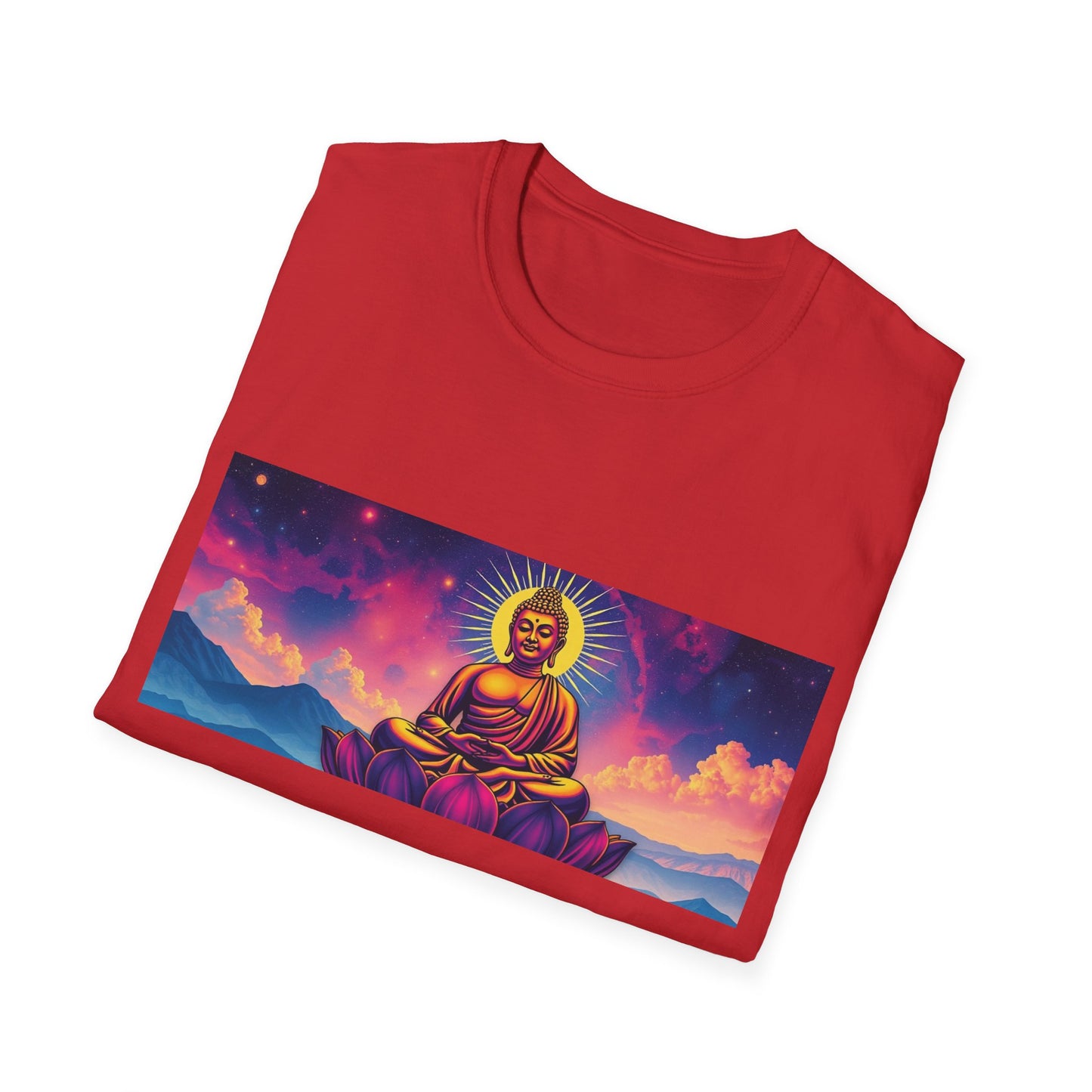 Maglietta artistica motivazionale Buddha - Design Om Mani Padme Hum