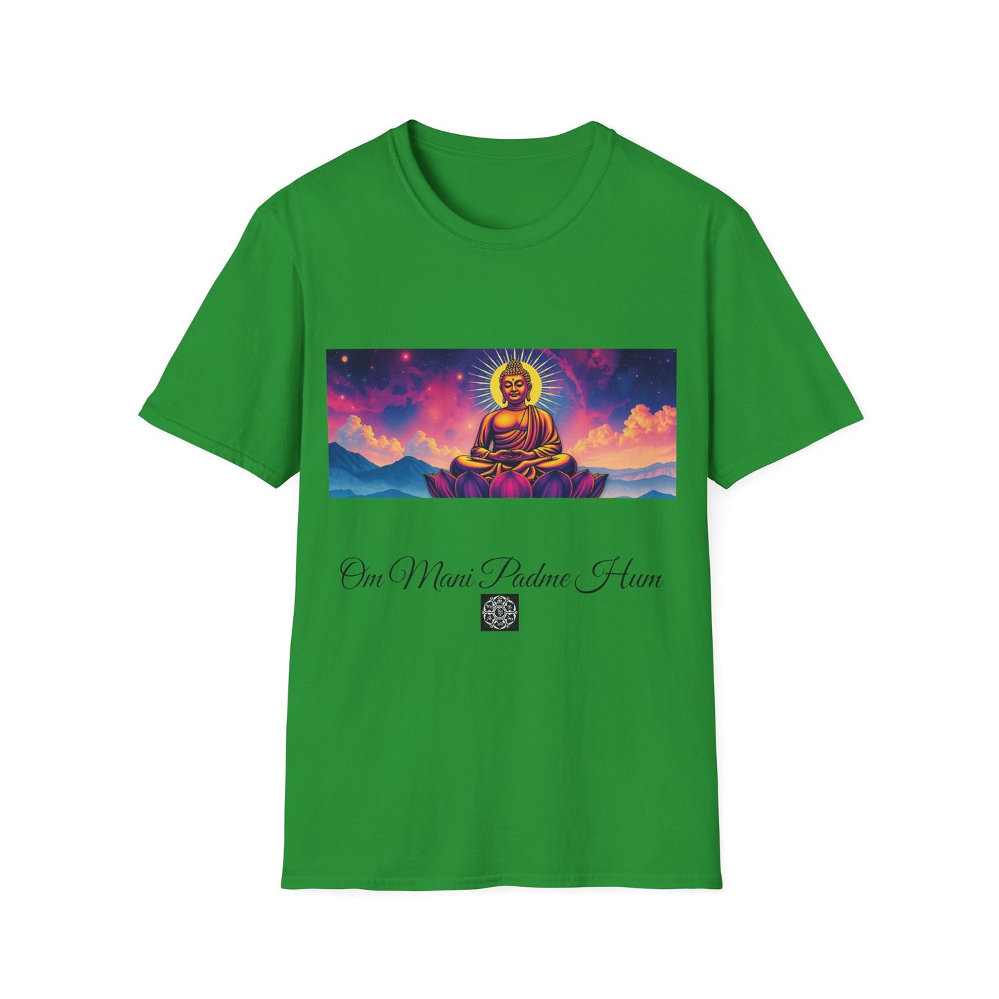 Maglietta artistica motivazionale Buddha - Design Om Mani Padme Hum