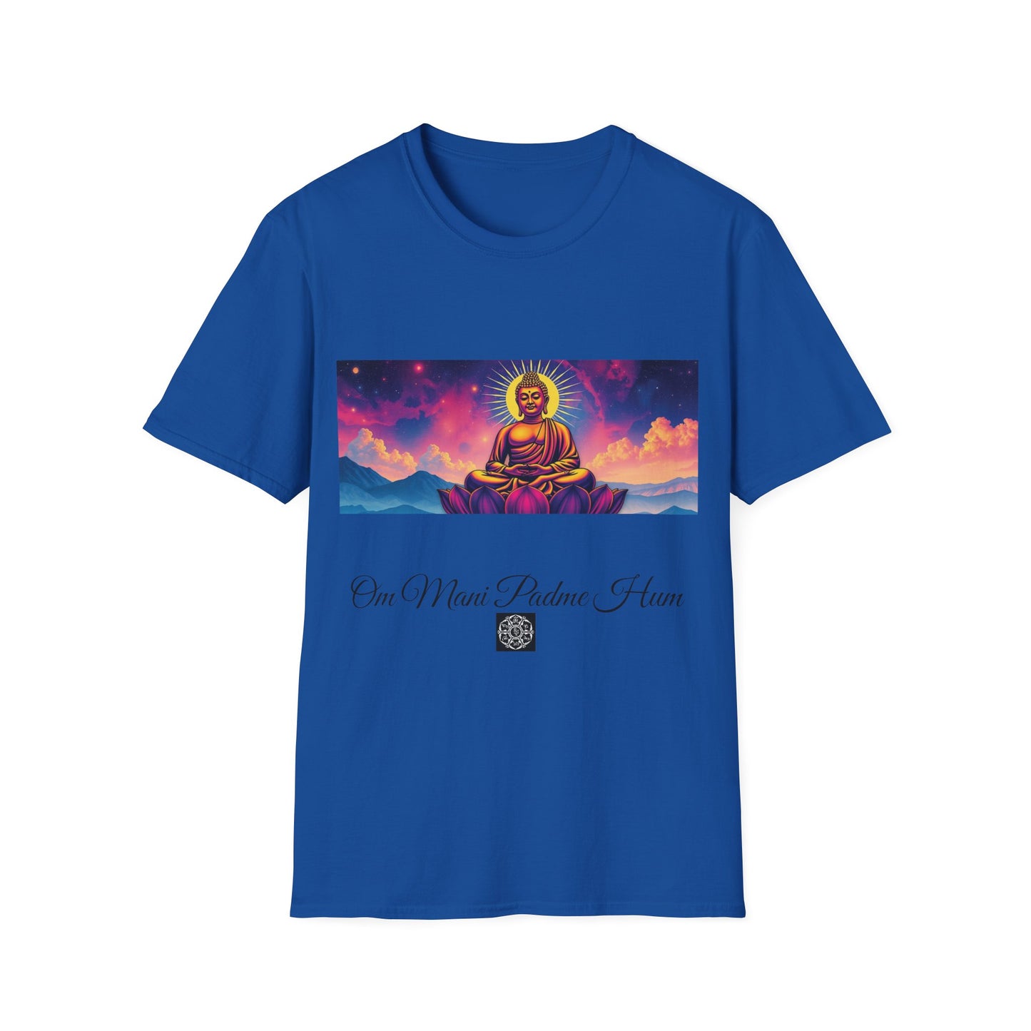 Maglietta artistica motivazionale Buddha - Design Om Mani Padme Hum